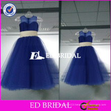 ED Bridal Real Sample Beautiful Royal Blue Tulle Long Flower Girl Dress 2017